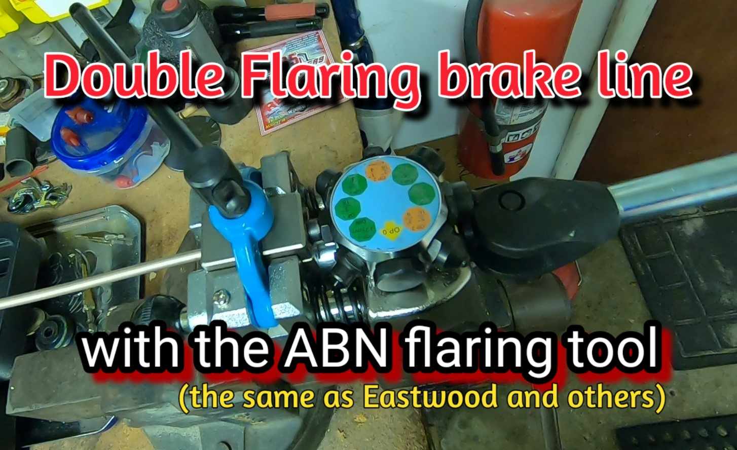 Flaring brake line with the ABN flaring tool (the same as Eastwood and